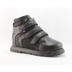 Bota Ortopédica em couro legítimo velcro Preto